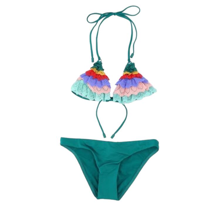 Zimmermann Clover Frill Trim Bikini | Green, Colourful, Triangle Top, Anglaise