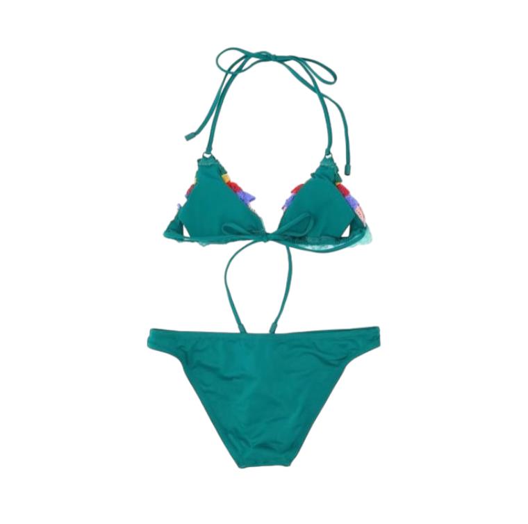 Zimmermann Clover Frill Trim Bikini | Green, Colourful, Triangle Top, Anglaise