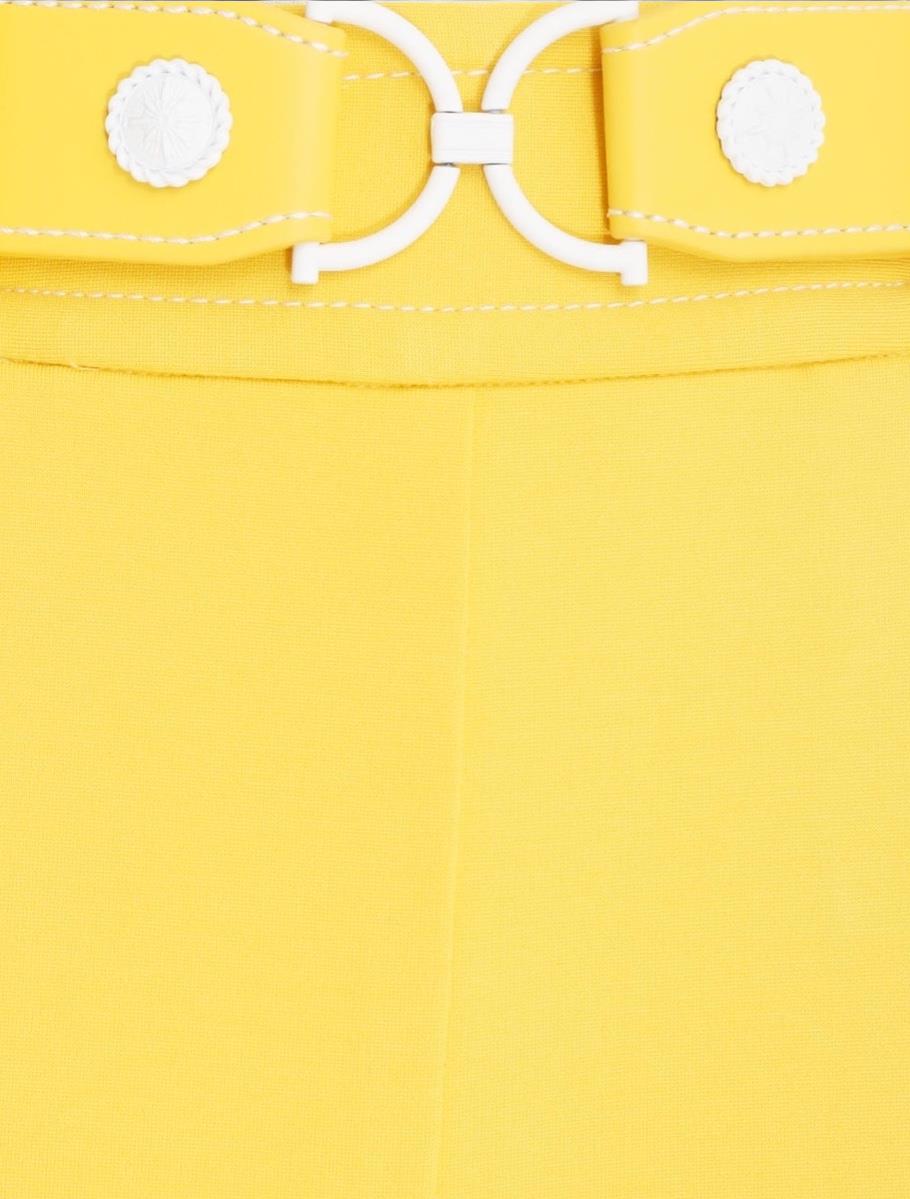 Zimmermann High Tide Kick Flare | Yellow, Stretch Fabric, White Stitching, Crop