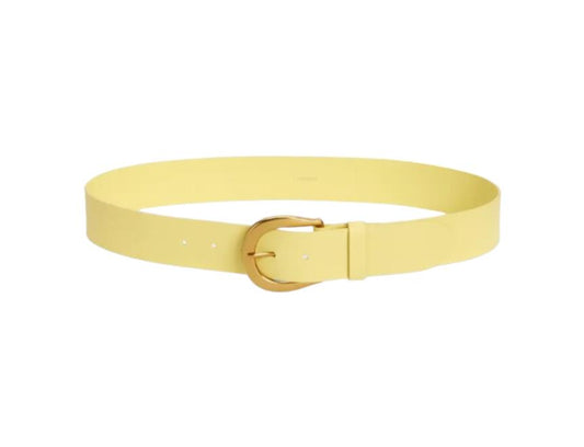 Zimmermann Classic Waist Leather Belt | Lemon/Yellow, Gold Hardware Buckle