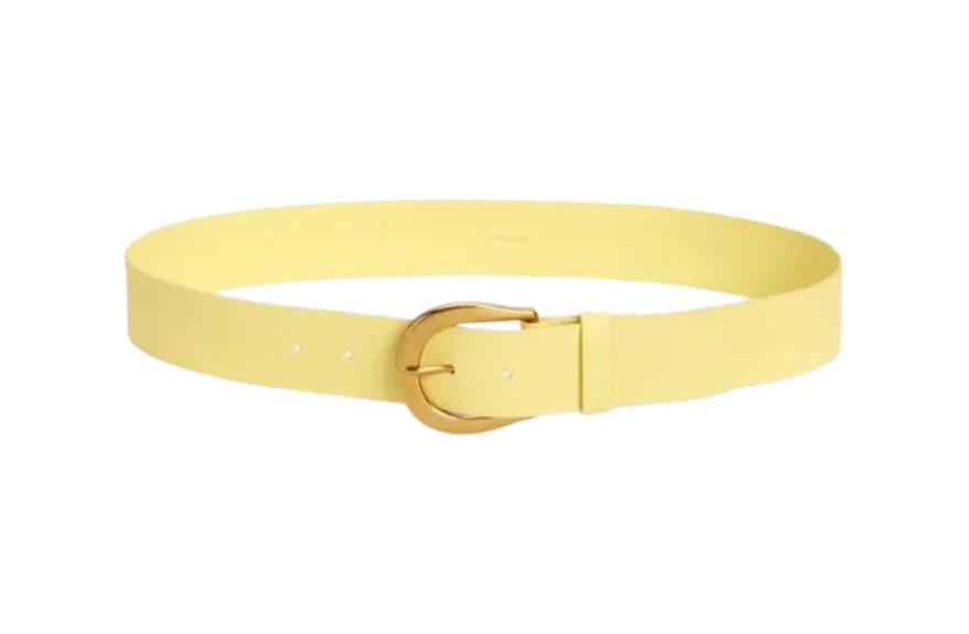 Zimmermann Classic Waist Leather Belt | Lemon/Yellow, Gold Hardware Buckle