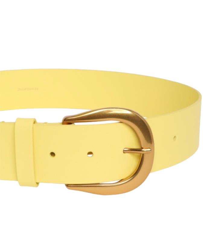 Zimmermann Classic Waist Leather Belt | Lemon/Yellow, Gold Hardware Buckle