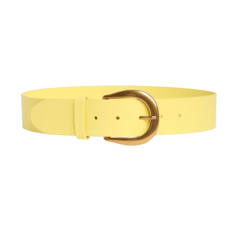 Zimmermann Classic Waist Leather Belt | Lemon/Yellow, Gold Hardware Buckle