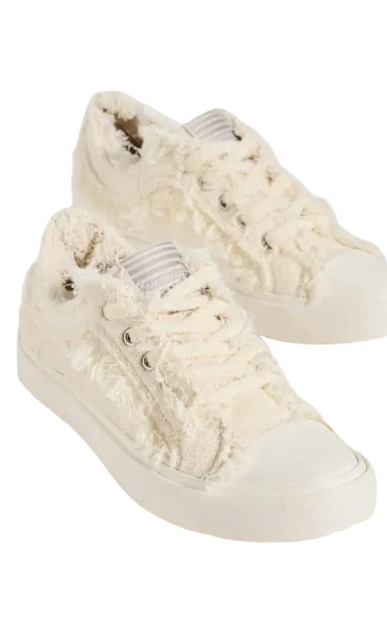 Zimmermann Frayed Towel Sneakers | Cream/White Trainers, Terry Cloth, Low Rise