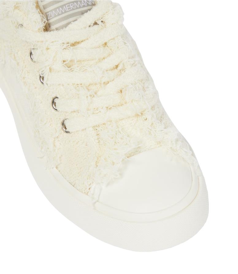 Zimmermann Frayed Towel Sneakers | Cream/White Trainers, Terry Cloth, Low Rise