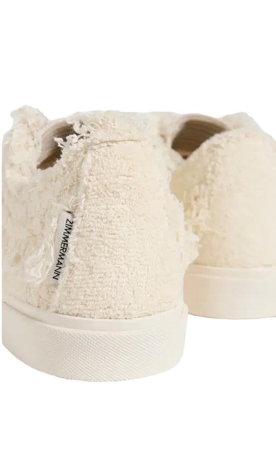 Zimmermann Frayed Towel Sneakers | Cream/White Trainers, Terry Cloth, Low Rise