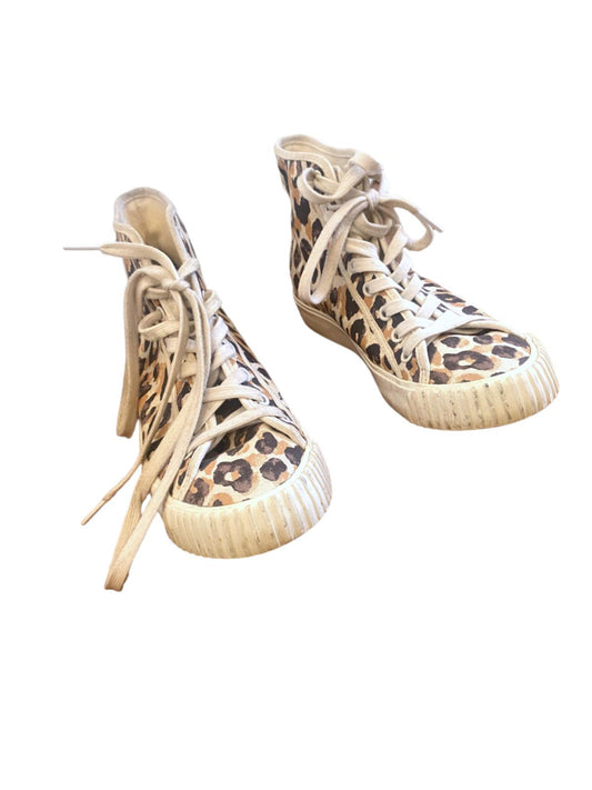 Zimmermann Canvas Leopard Print Trainers | High Top Sneakers, Sz 41, White/Beige