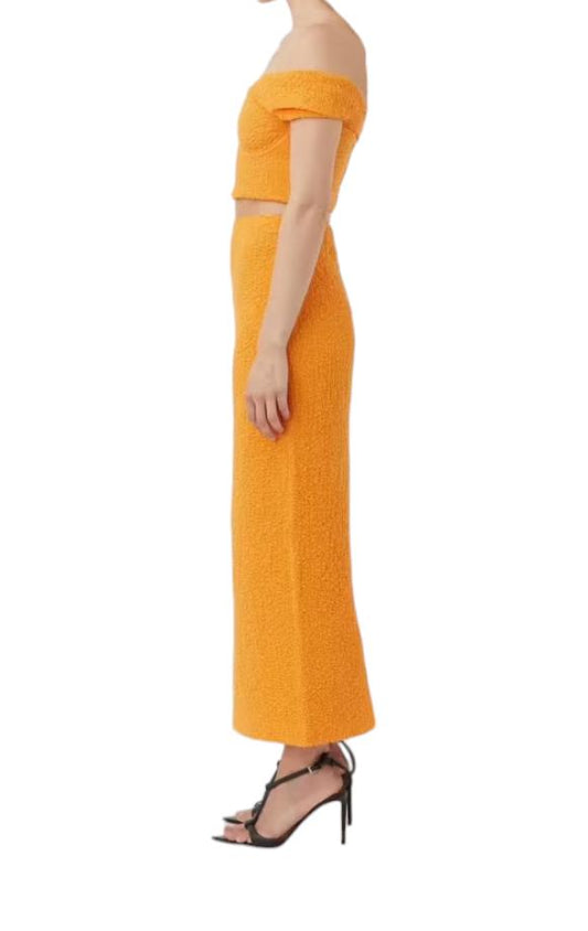 CAMILLA AND MARC Toledo skirt | Orange, Straight Fit, Stretch, Slit, Textured