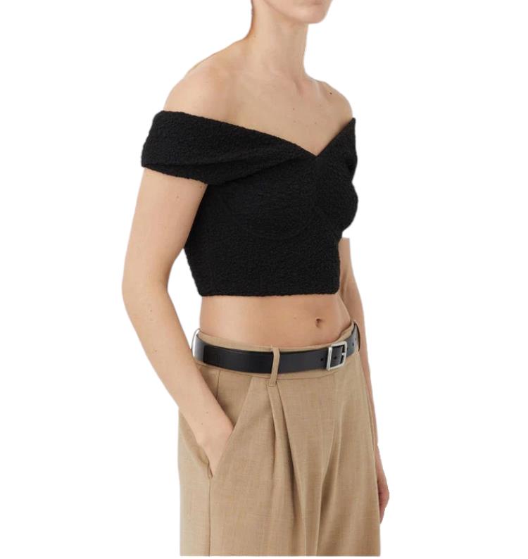 CAMILLA AND MARC Toledo Top |Crop, Black, Underwire, Crop, Off Shoulder, Texture