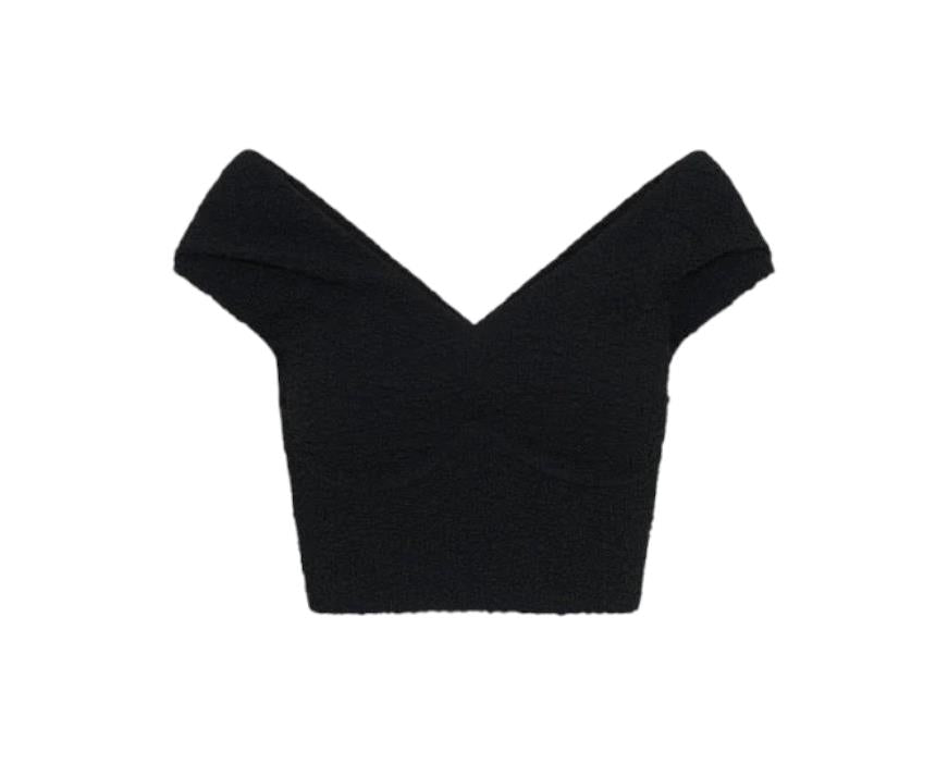 CAMILLA AND MARC Toledo Top |Crop, Black, Underwire, Crop, Off Shoulder, Texture