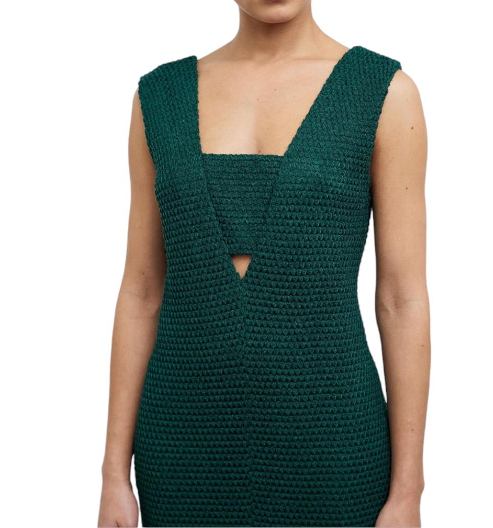 CAMILLA AND MARC Adrien Dress | Green, Textured, Cutout, Slit, V Neck