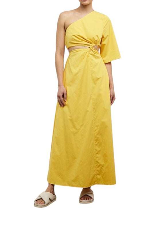 CAMILLA AND MARC Wally Dress |Yellow, Poplin Cotton, Maxi, Cutout, One Shoulder