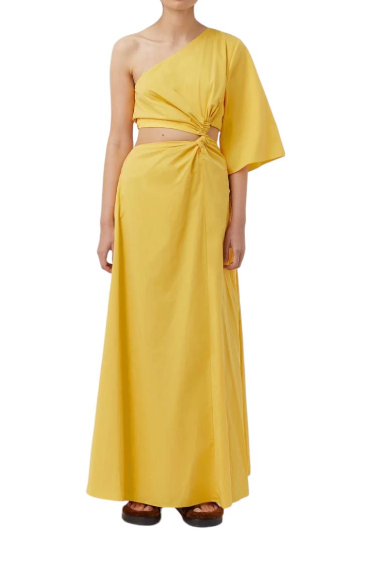 CAMILLA AND MARC Wally Dress |Yellow, Poplin Cotton, Maxi, Cutout, One Shoulder