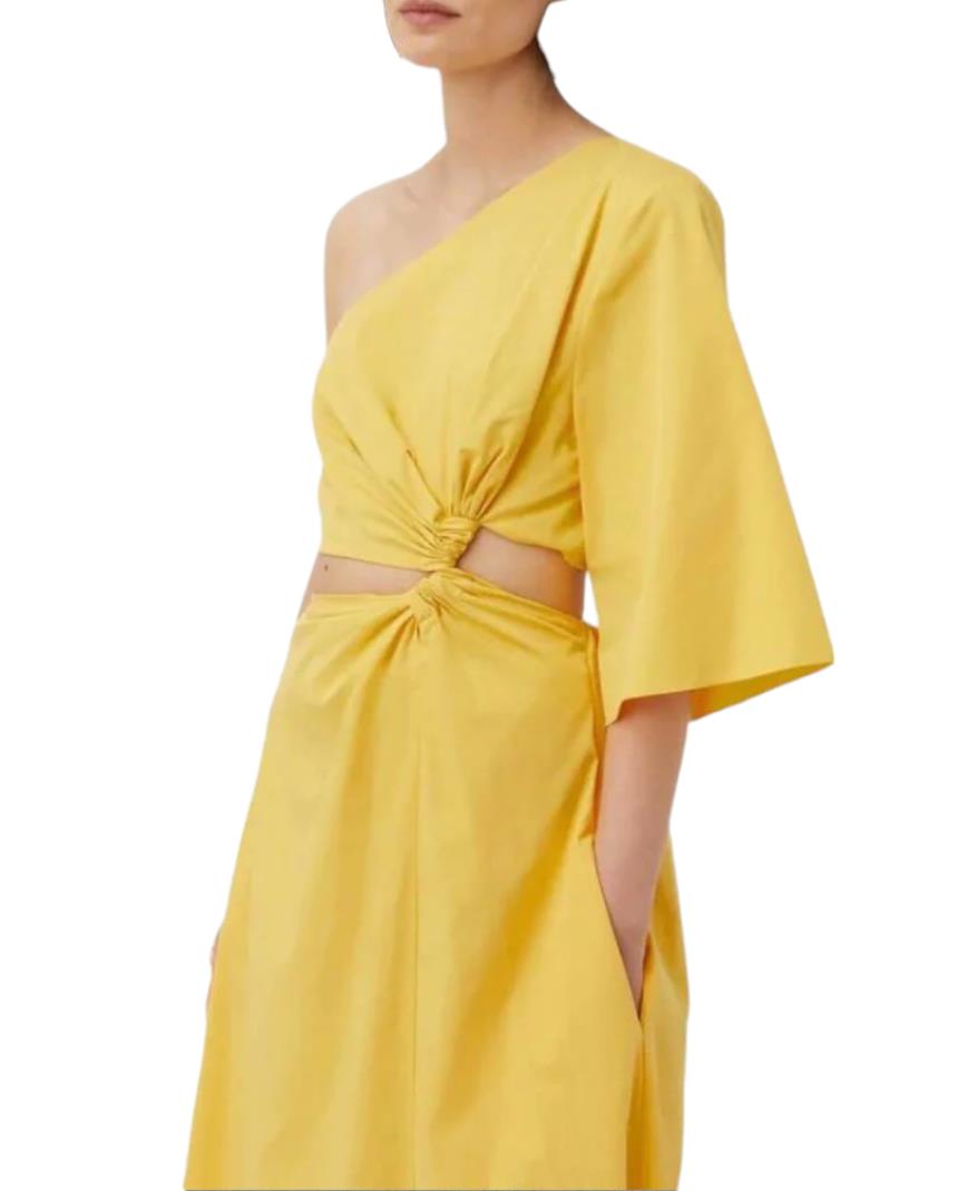 CAMILLA AND MARC Wally Dress |Yellow, Poplin Cotton, Maxi, Cutout, One Shoulder
