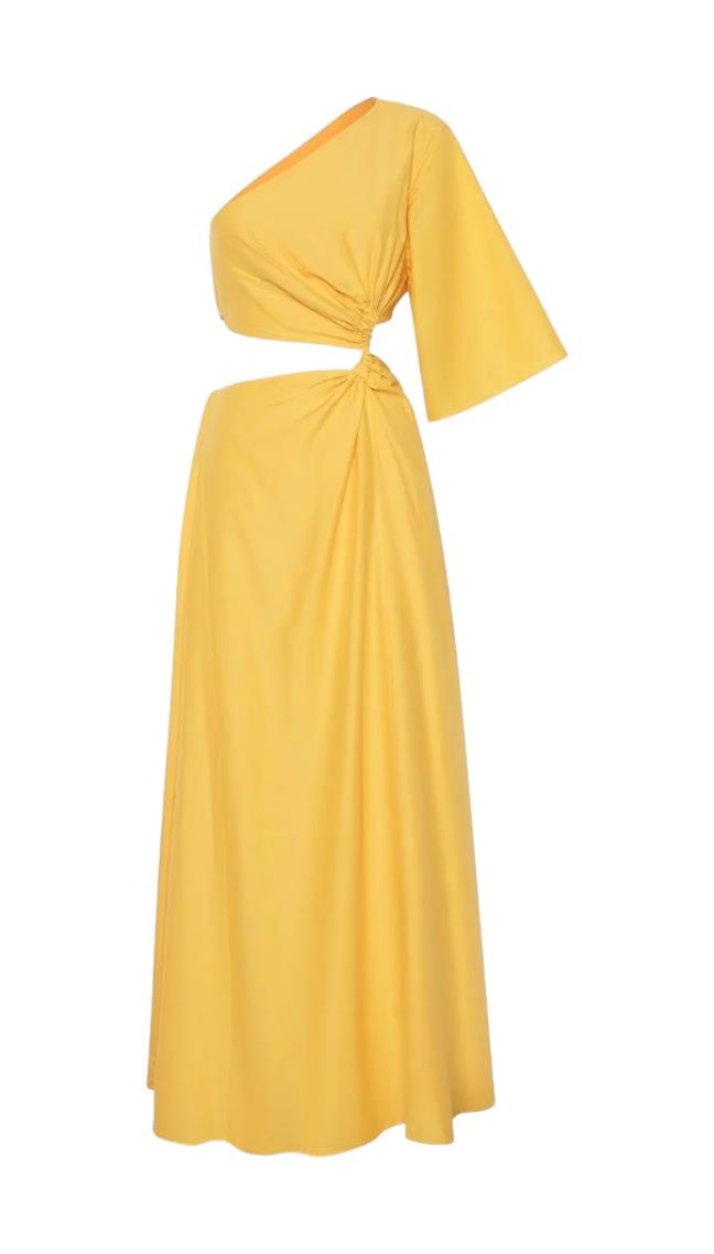 CAMILLA AND MARC Wally Dress |Yellow, Poplin Cotton, Maxi, Cutout, One Shoulder