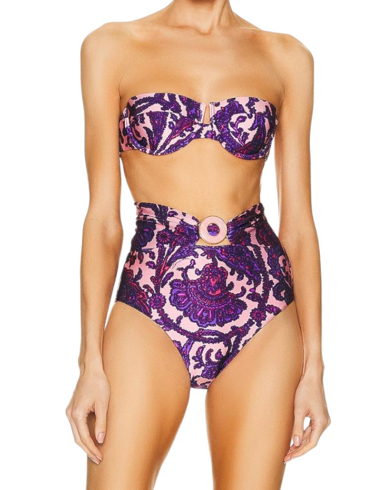 Zimmermann Tiggy Balconette Bra | Underwire, Detach  Straps, Pink/Purple Paisley