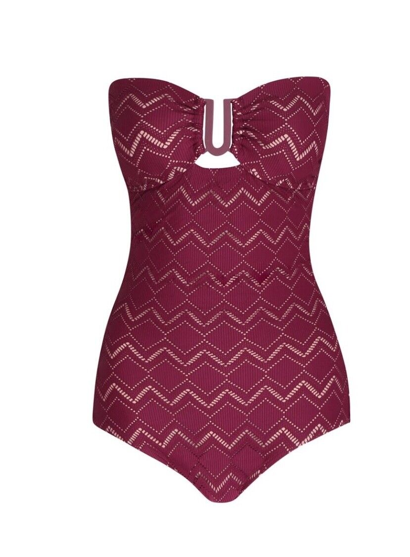 Zimmermann Seperates Textured U-Link One Piece | Burgundy, Lined, Full Coverage