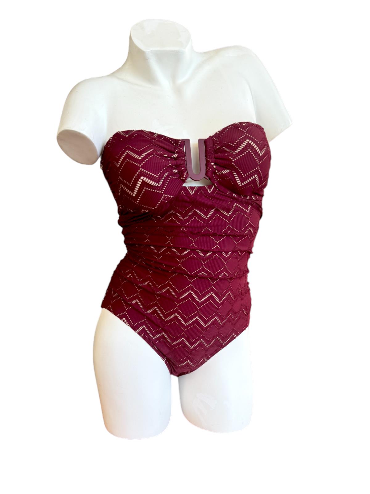 Zimmermann Seperates Textured U-Link One Piece | Burgundy, Lined, Full Coverage