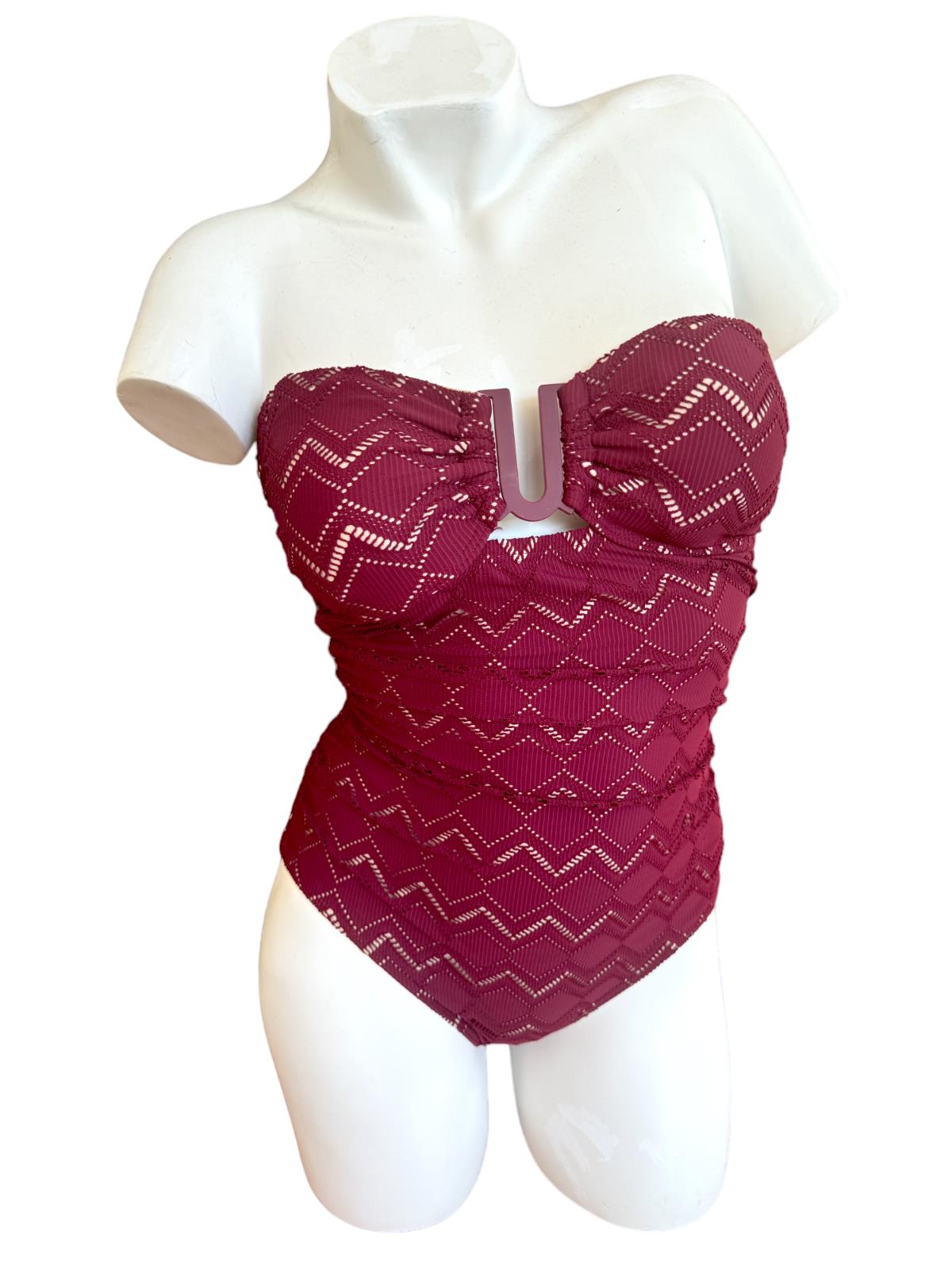 Zimmermann Seperates Textured U-Link One Piece | Burgundy, Lined, Full Coverage