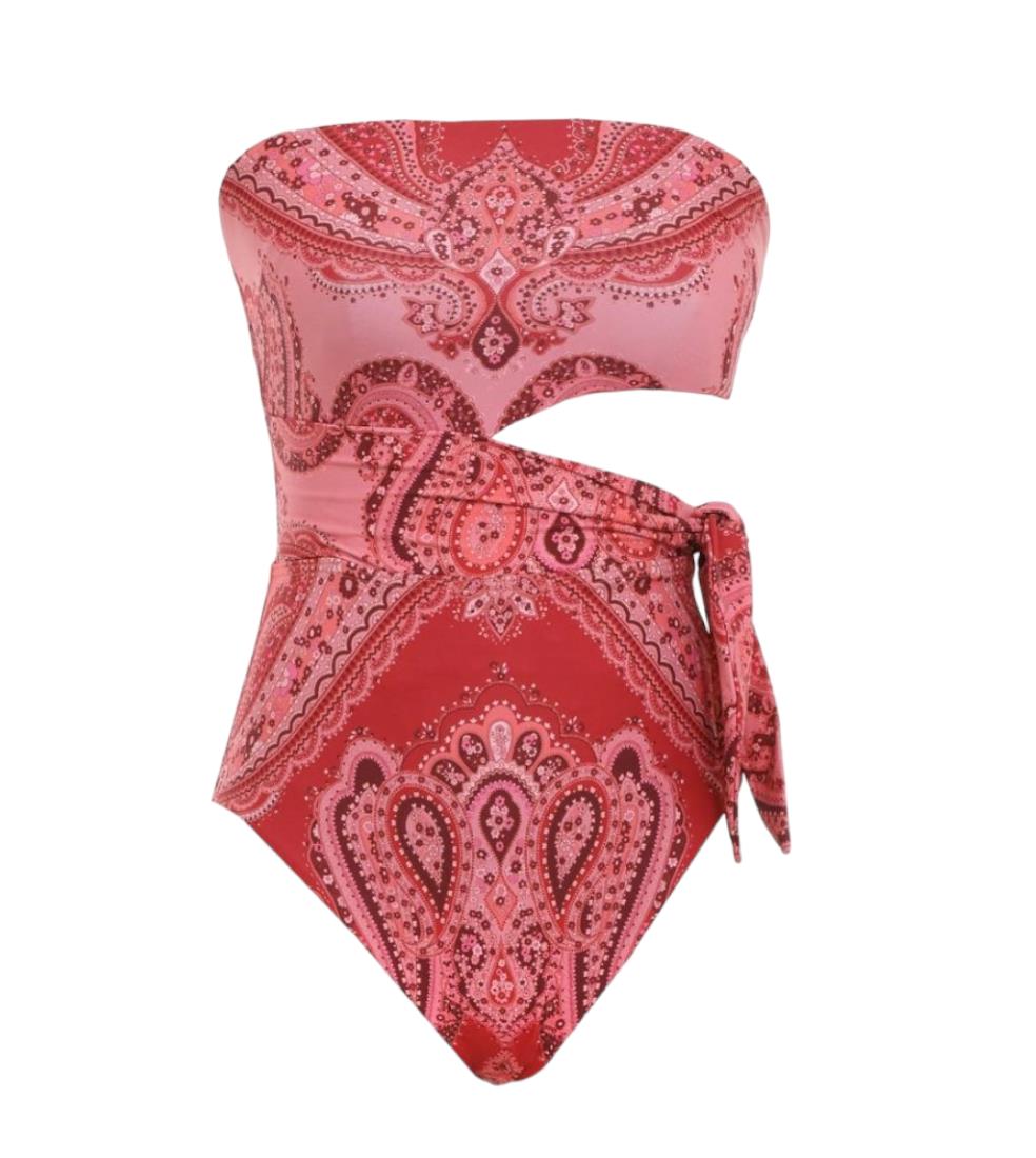 Zimmermann Seperates Sculpt Scarf Tie One Piece | Pink Paisley/Bandana, Bandeau