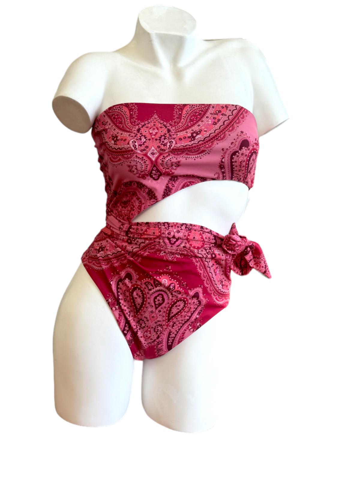 Zimmermann Seperates Sculpt Scarf Tie One Piece | Pink Paisley/Bandana, Bandeau