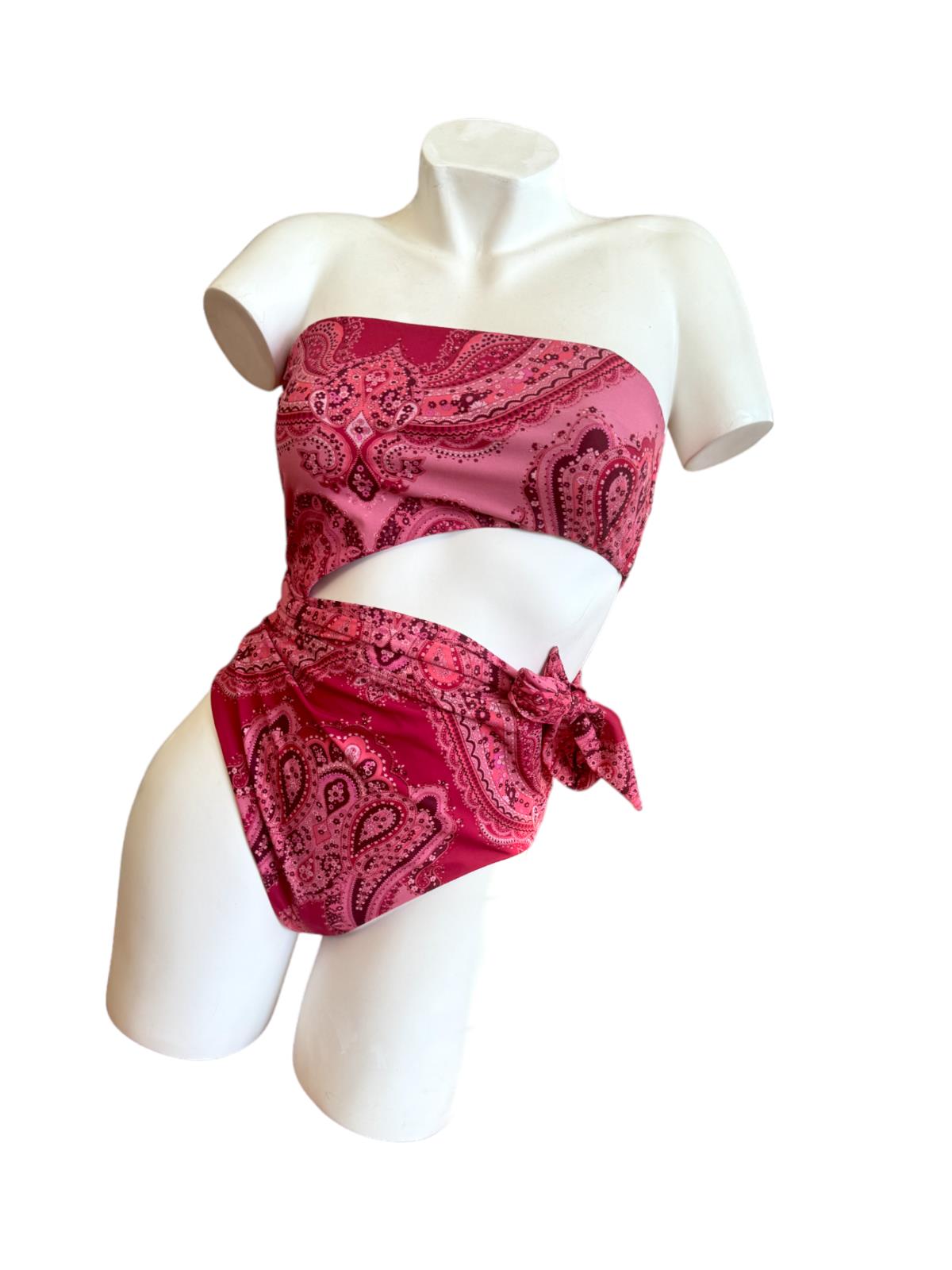 Zimmermann Seperates Sculpt Scarf Tie One Piece | Pink Paisley/Bandana, Bandeau