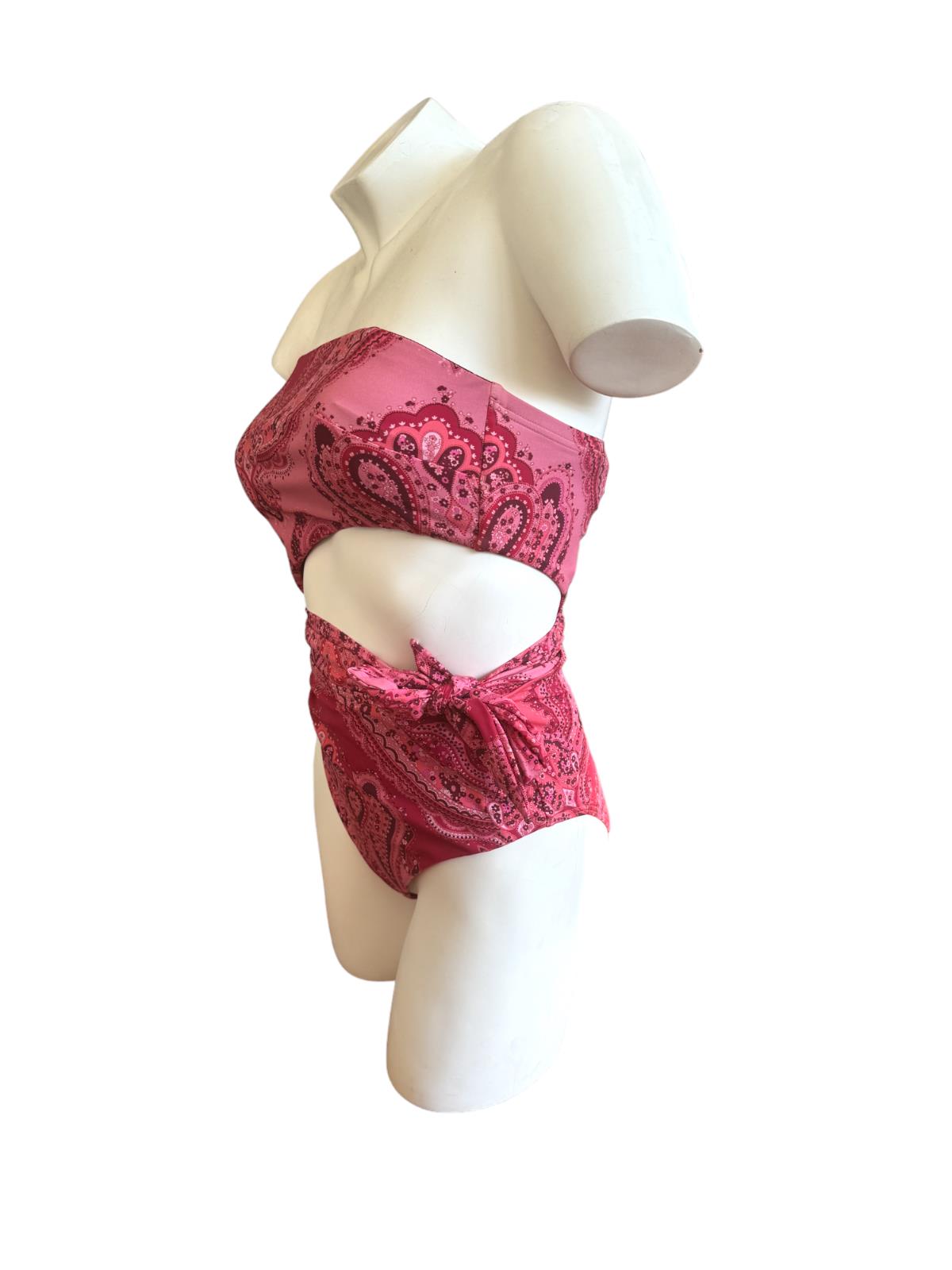 Zimmermann Seperates Sculpt Scarf Tie One Piece | Pink Paisley/Bandana, Bandeau