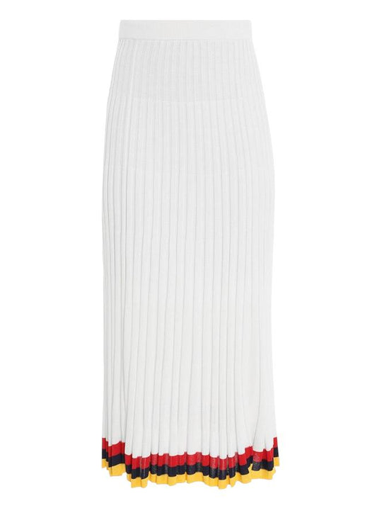 Zimmermann High Tide Pleated Midi Skirt | Stretch, Knit, white/yellow/red/black