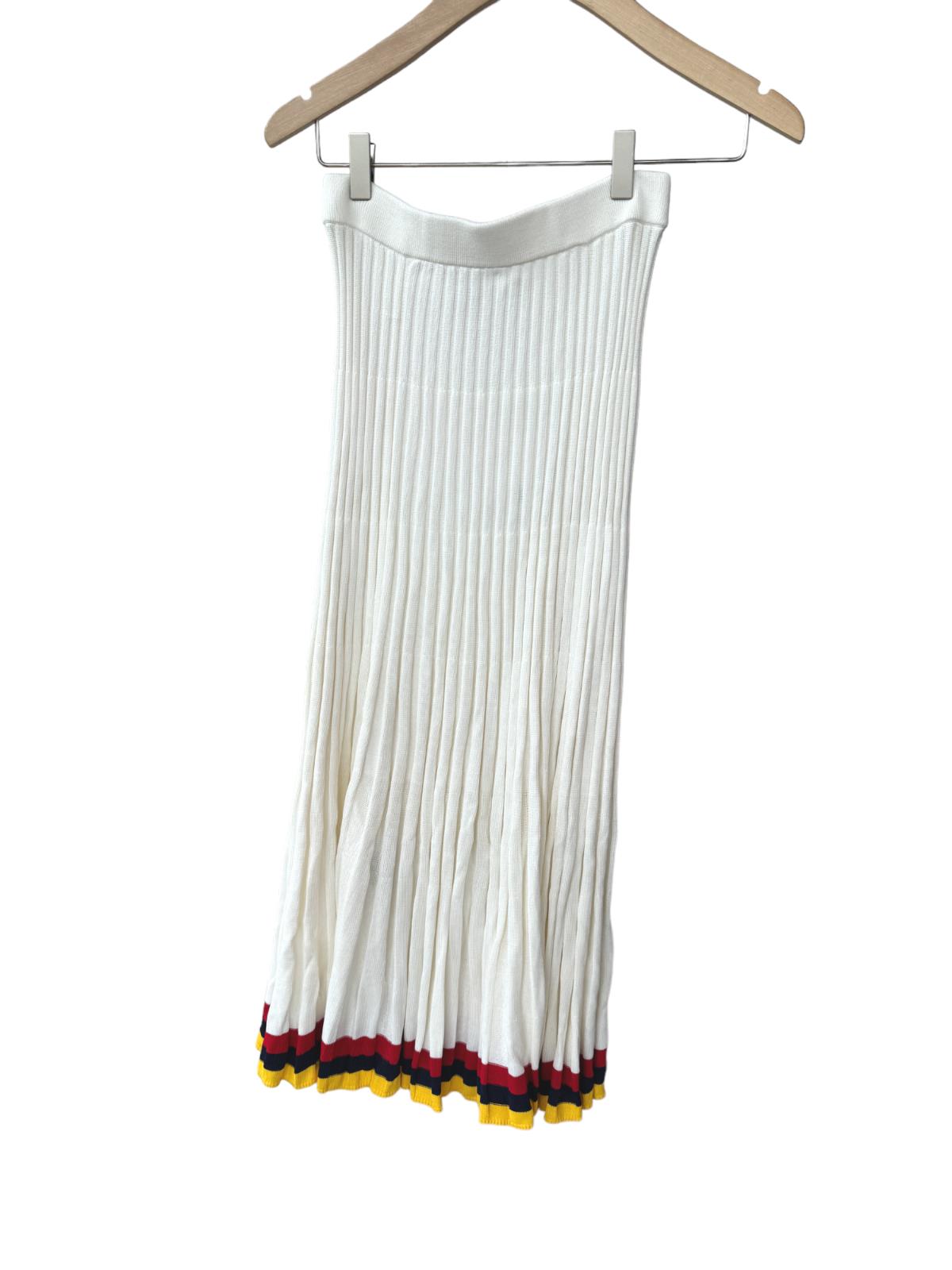 Zimmermann High Tide Pleated Midi Skirt | Stretch, Knit, white/yellow/red/black