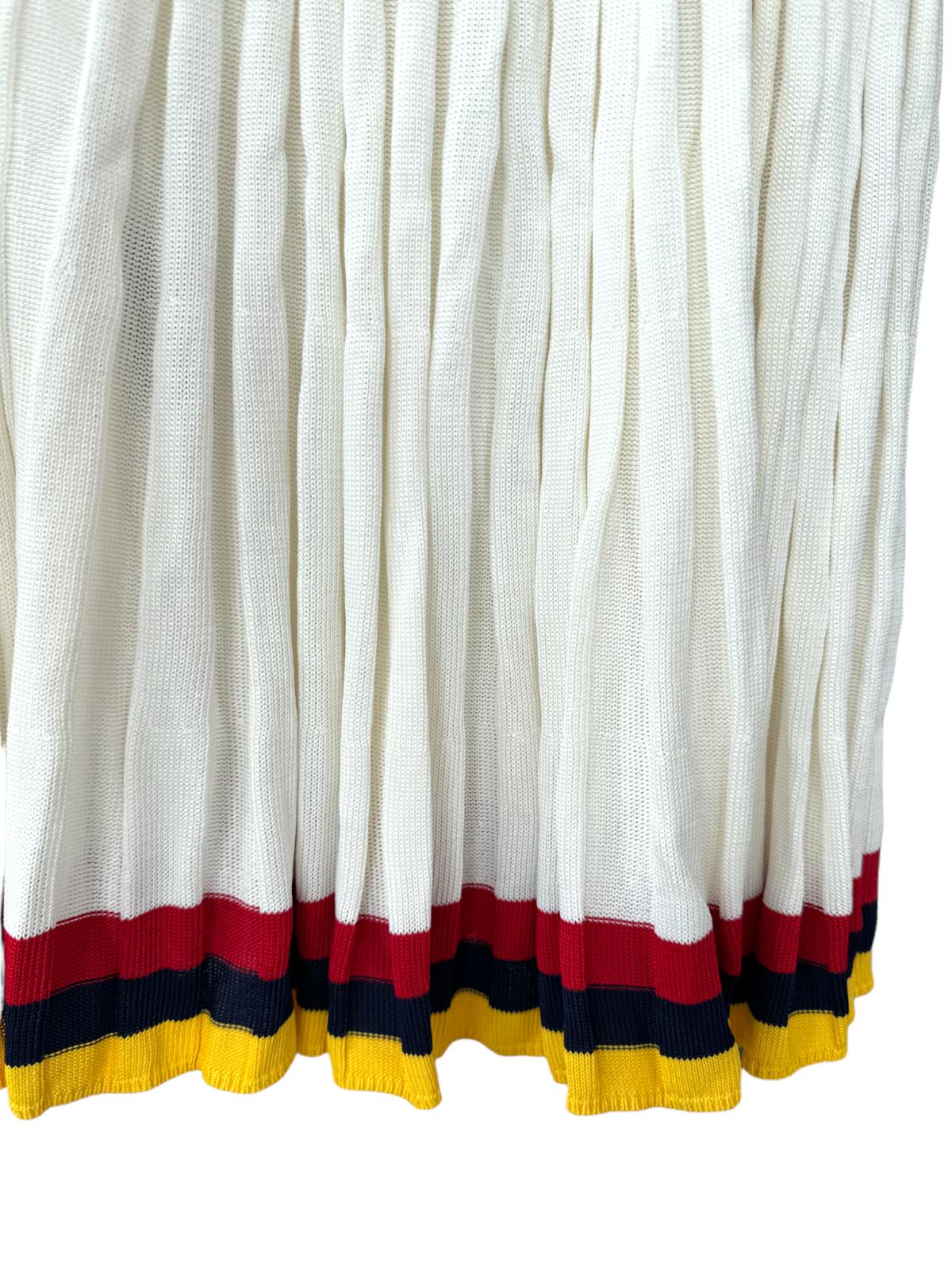 Zimmermann High Tide Pleated Midi Skirt | Stretch, Knit, white/yellow/red/black