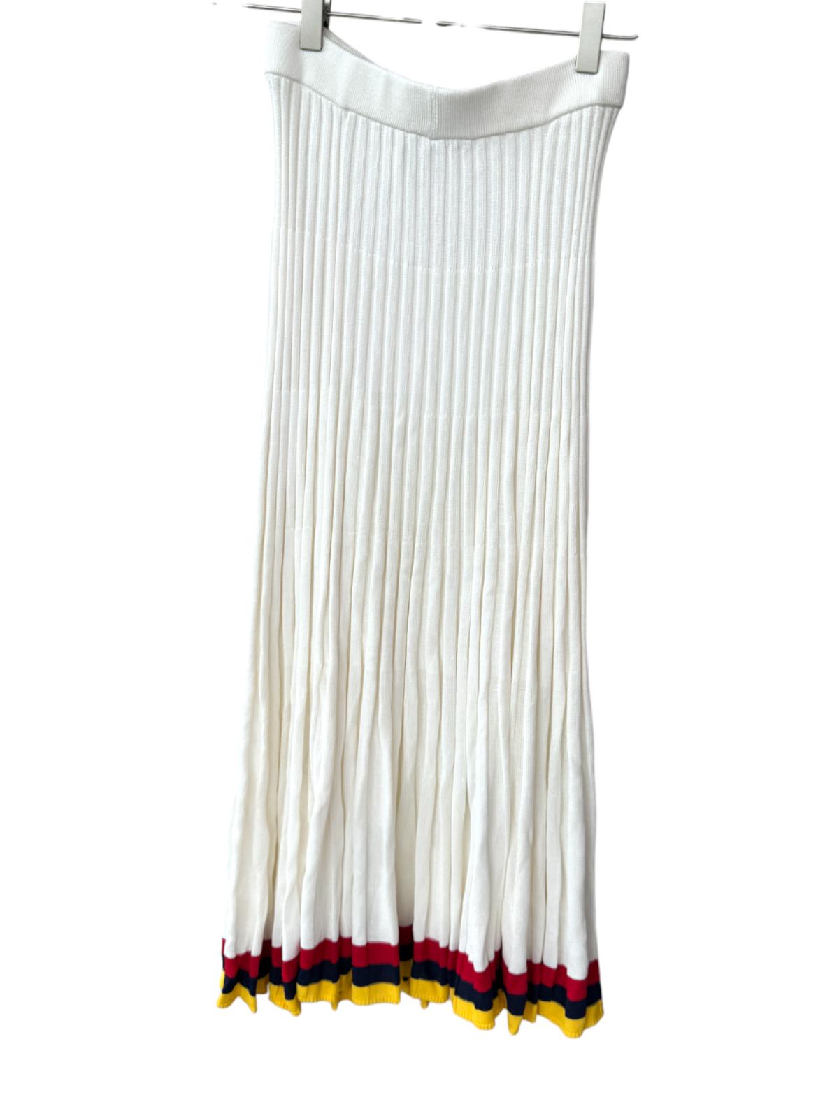 Zimmermann High Tide Pleated Midi Skirt | Stretch, Knit, white/yellow/red/black