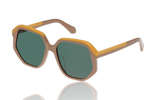 Karen Walker Unified Sunglasses | Beige/Yellow Acetate, Geometric, Oversized