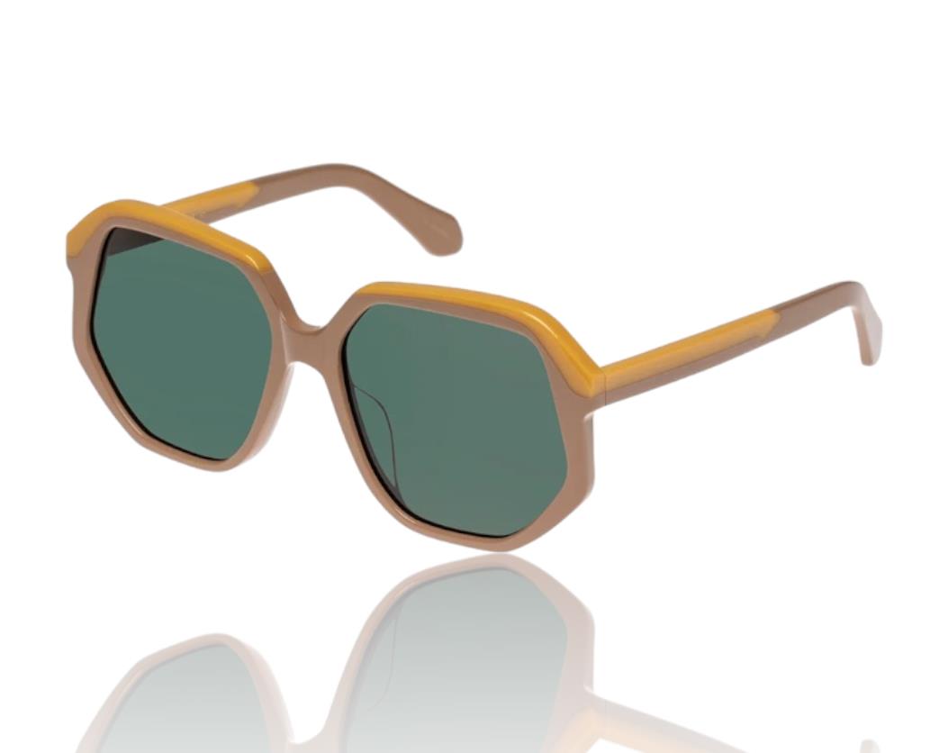 Karen Walker Unified Sunglasses | Beige/Yellow Acetate, Geometric, Oversized