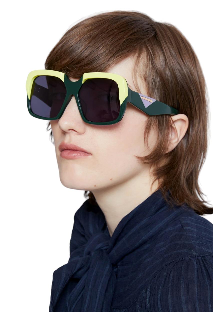 Karen Walker Asscher Sunglasses | Green Acid Forest, Oversized, Square, Retro