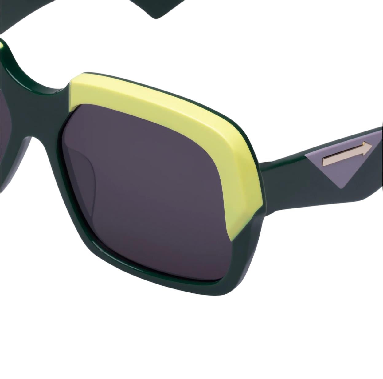 Karen Walker Asscher Sunglasses | Green Acid Forest, Oversized, Square, Retro