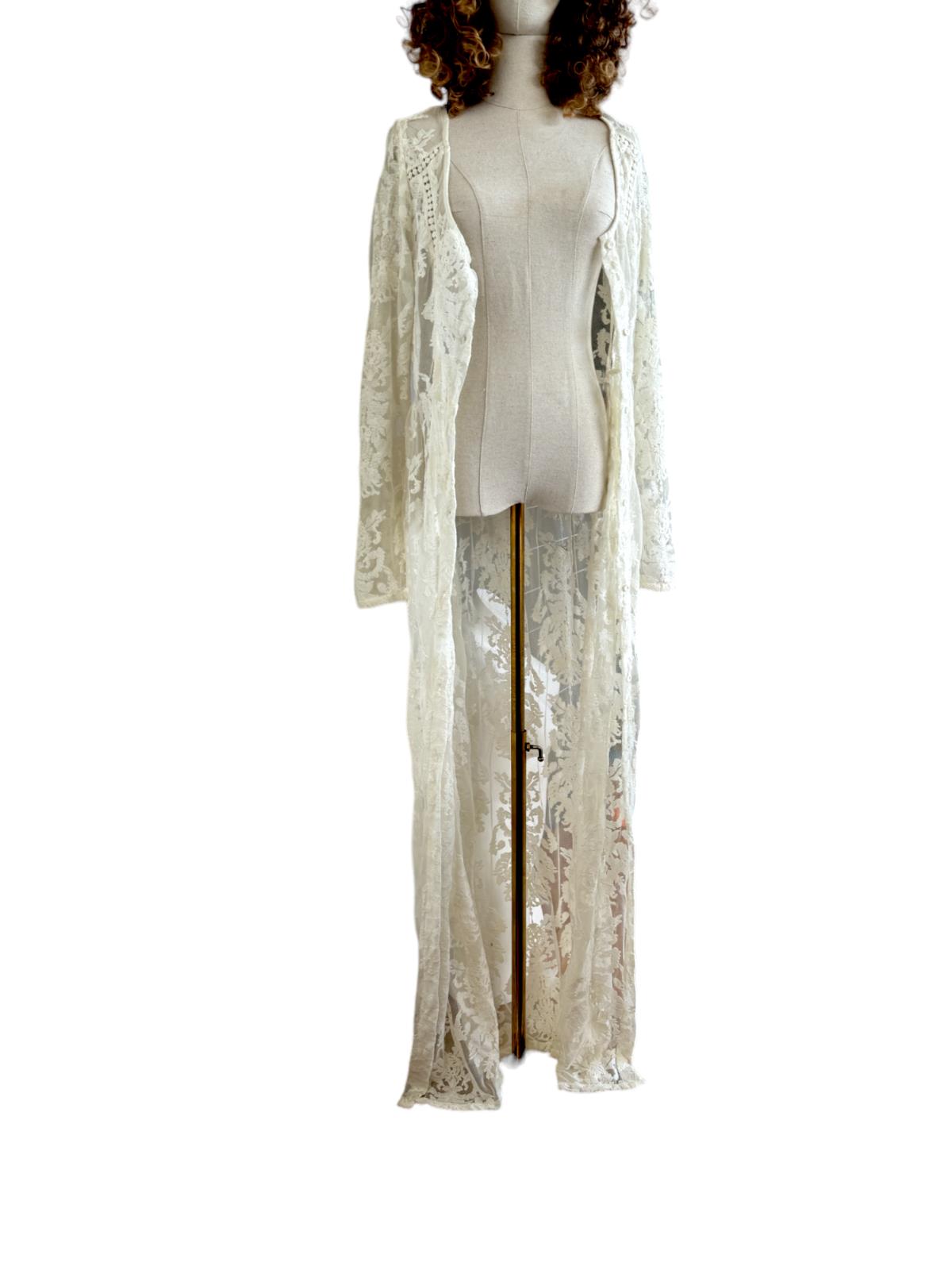MINKPINK Lace Maxi Dress/Jacket Button Down White Maxi Naked Pear MINKPINK Lace Maxi Dress/Jacket Button Down White Maxi Naked Pear