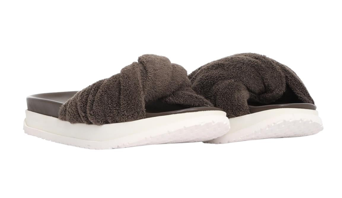 Zimmermann Twisted Towel slide | Chocolate, Leather Sole, Terry Cloth, Sandal