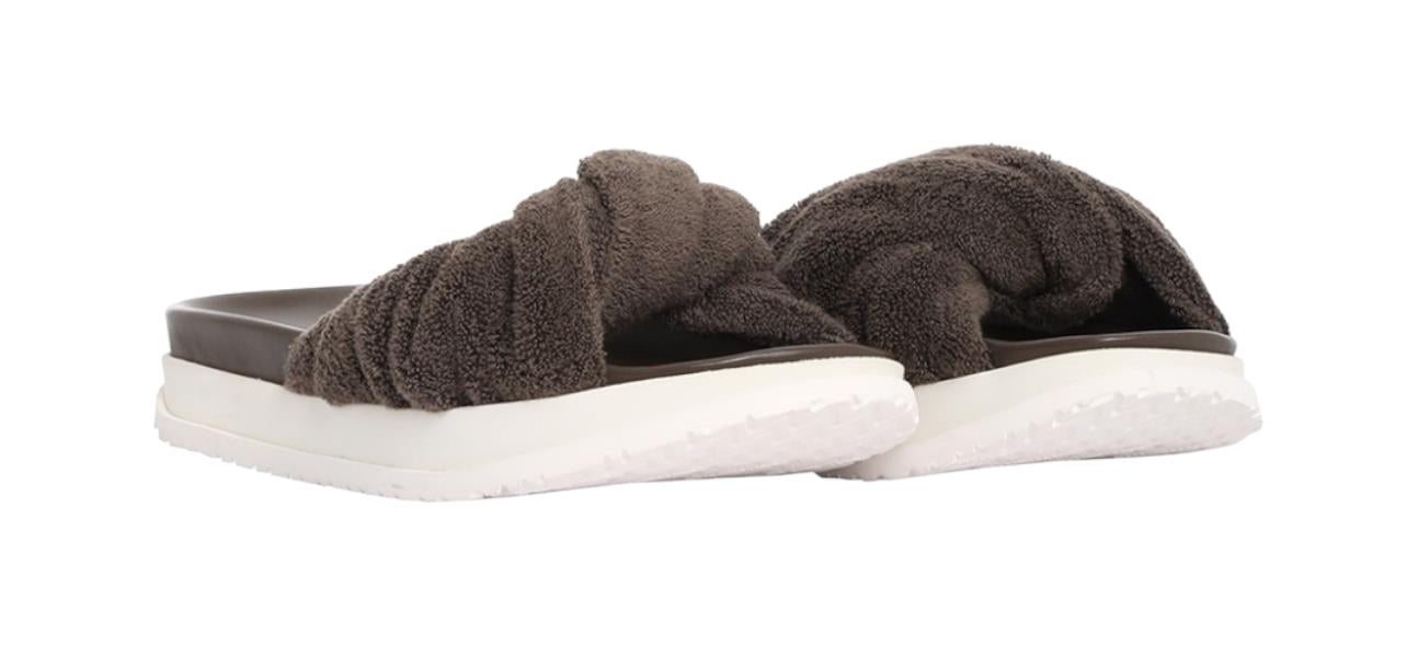 Zimmermann Twisted Towel slide | Chocolate, Leather Sole, Terry Cloth, Sandal