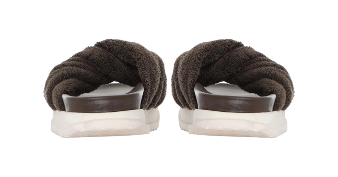 Zimmermann Twisted Towel slide | Chocolate, Leather Sole, Terry Cloth, Sandal