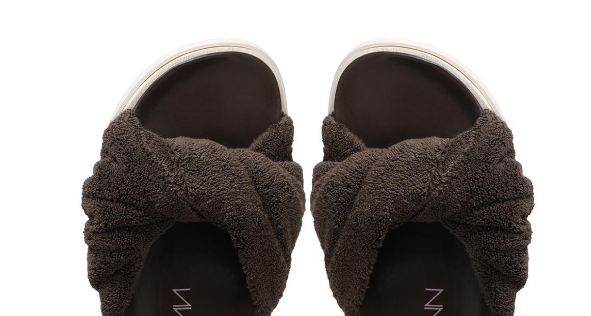 Zimmermann Twisted Towel slide | Chocolate, Leather Sole, Terry Cloth, Sandal