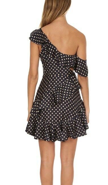 Zimmermann Rife Flounce Dress | Mini Cut Out | Polka Dot | Navy/Mustard $850 RRP