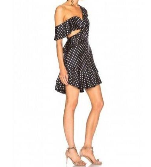 Zimmermann Rife Flounce Dress | Mini Cut Out | Polka Dot | Navy/Mustard $850 RRP