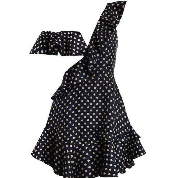 Zimmermann Rife Flounce Dress | Mini Cut Out | Polka Dot | Navy/Mustard $850 RRP