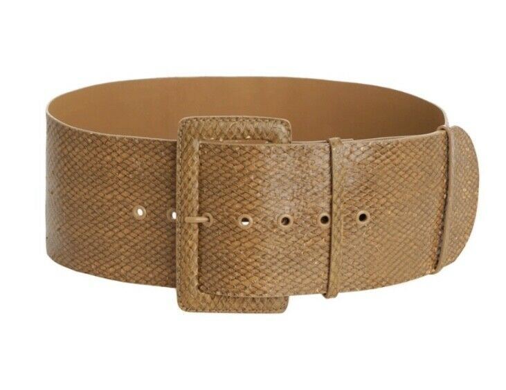Zimmermann Wide Waist Belt | Ochre / Mustard Tan, Snake Embossed Leather $600 RP
