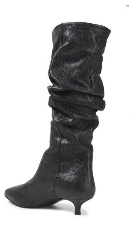 Zimmermann Metallic Kitten Heel Bootie | Charcoal /Black, Leather, Made in Italy