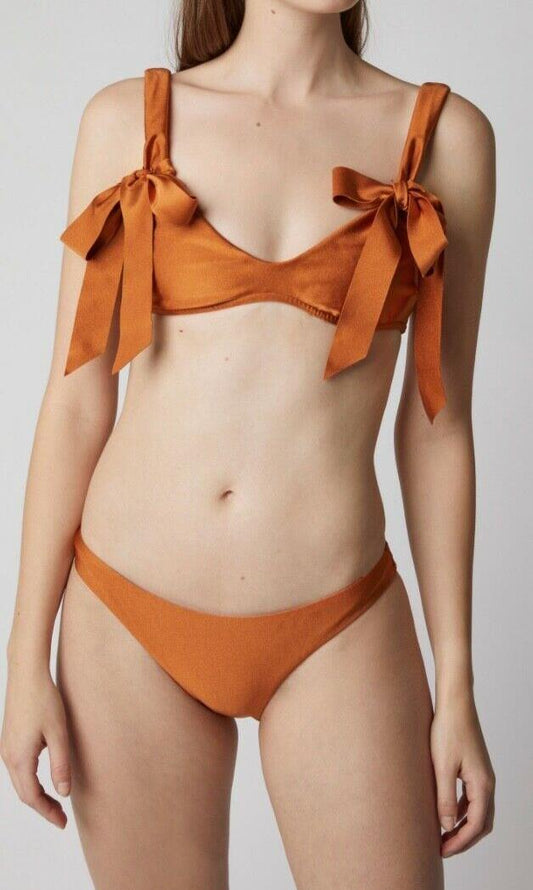 Zimmermann Veneto Scoop Tie Bikini Set | Tobacco, Shoulder Bows, Hipster Bottom