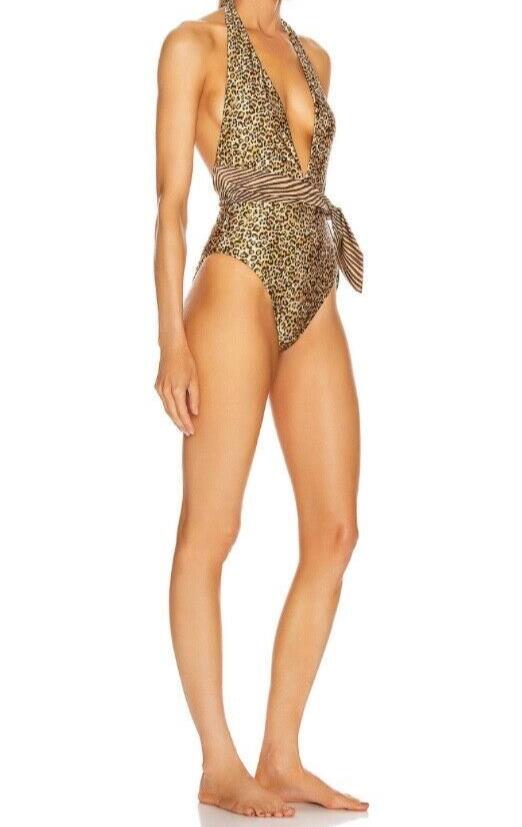 Zimmermann Empire Scarf Tie One Piece Swimsuit|  Spliced Leopard Print