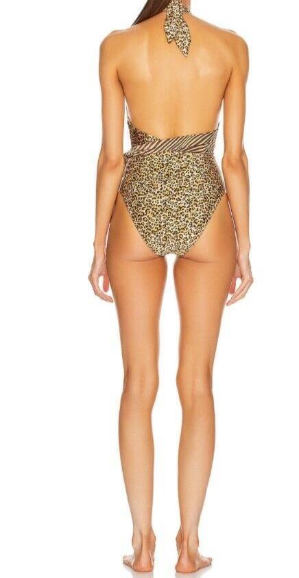 Zimmermann Empire Scarf Tie One Piece Swimsuit|  Spliced Leopard Print