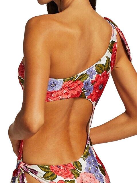 Zimmermann Poppy Tie Shoulder One Piece Swimsuit | Cutout, Floral, One Shoulder