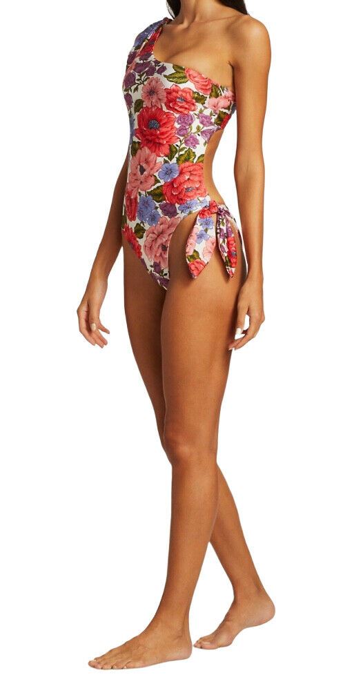 Zimmermann Poppy Tie Shoulder One Piece Swimsuit | Cutout, Floral, One Shoulder